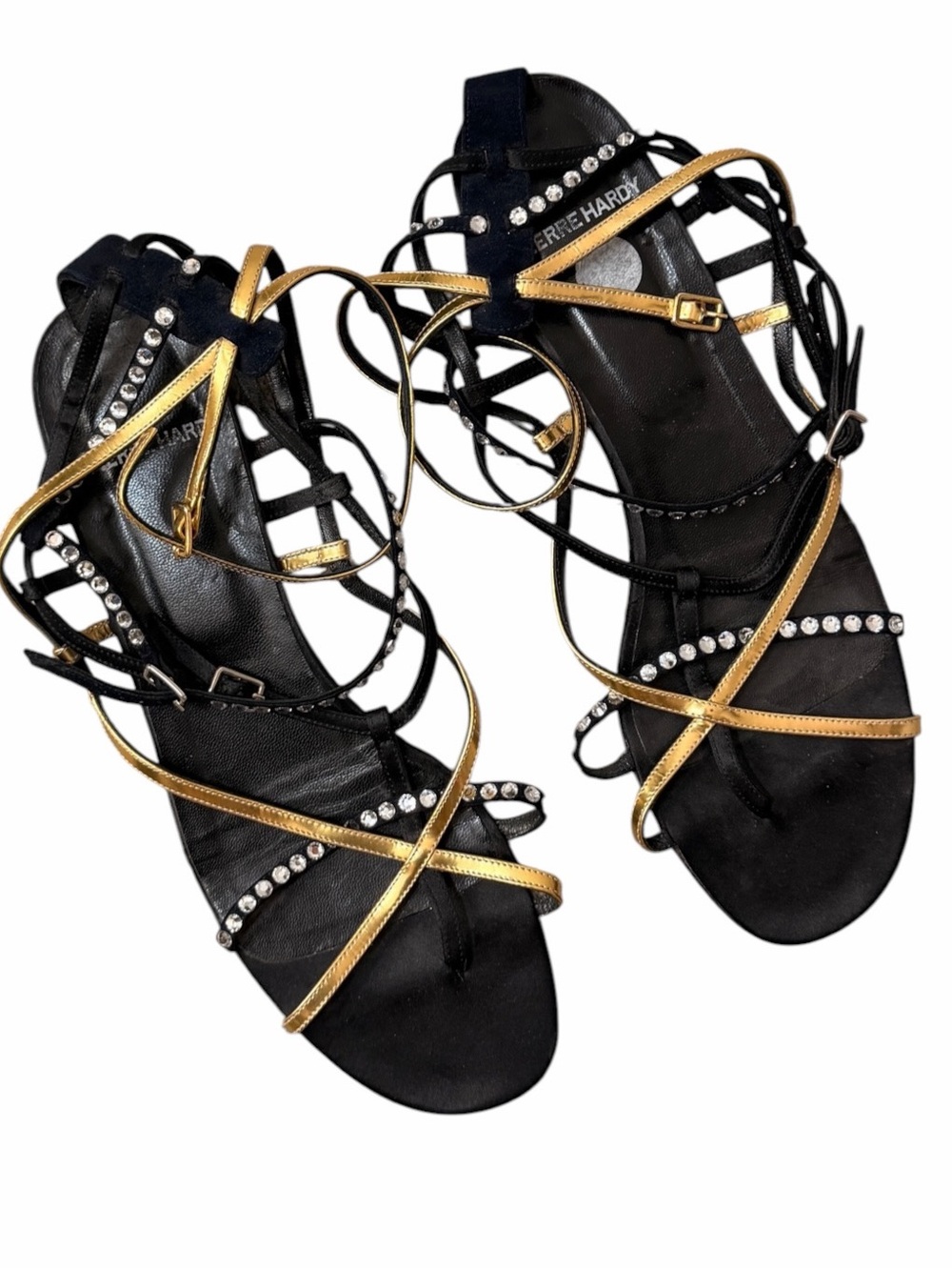 Vintage Pierre Hardy Sequin Leather Strappy Sandals 39.5